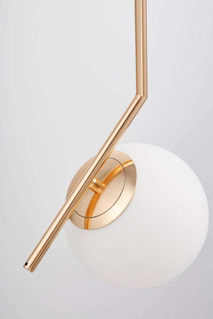Złota nowoczesna lampa SORENTO ze szklanym białym kloszem na metalowym ramieniu - Lumina Deco zdjęcie 4